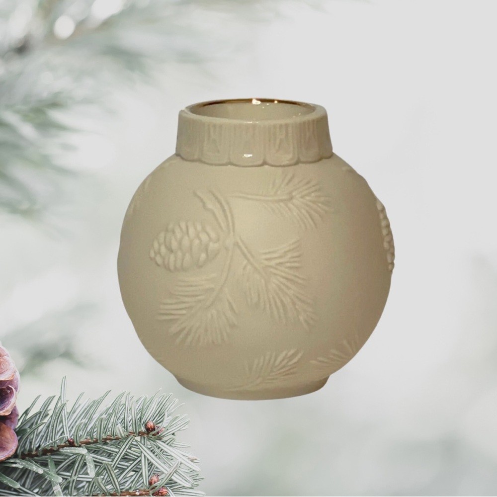Lenox Ornamental Glow Pinecone Candle Holder Tea Light Votive Winter Holiday